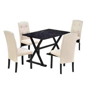 Nuevo Juego de Comedor Moderno para el Hogar, Juego de Mesa de Comedor Redonda de Madera Maciza Tapizada para 4 Personas, para Restaurante - Product Image 1