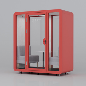 Cabina de Oficina Insonorizada de Primera Calidad con Reducción de Ruido, Sofá Cómodo y Mesa Lateral, Cabina de Reuniones de Oficina Insonorizada de Dos Plazas - Product Image 1