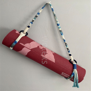 Sangle de transport en <span class=keywords><strong>macramé</strong></span> en coton doux personnalisée, multi-usages pour tapis de yoga et couverture - Product Image 5