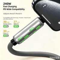 Câble USB Type-C 4-en-1 à charge rapide 240W PD avec lumière LED pour Android/iOS, appareil photo, ordinateur portable et tablette - Silicone souple