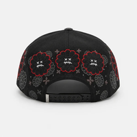 Topi Baseball 5-Panel Bordir 3D Puff Diamond & Evil Smiley Flower, Pinggiran Melengkung, Snapback, Gaya Hip-Hop Street Style
