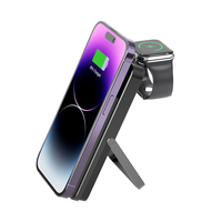 Batterie externe magnétique 2-en-1 pour iPhone 10000 mAh avec indicateur LED, chargeur de montres, batterie Li-polymère TYPE-C