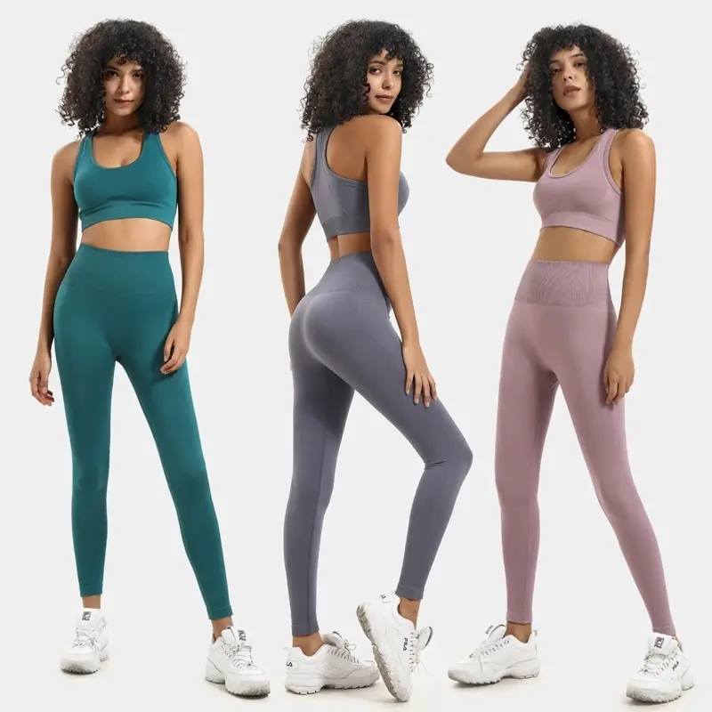 Breathable 2021 Athletic sports Wear Women Active Wear Set High Waist Yoga Sets Workout Leggings Yoga Suit