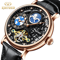 Montres mécaniques automatiques de luxe pour hommes, multifonctions, avec fuseau horaire secondaire et phases de lune