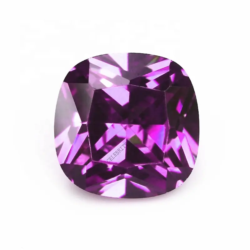 China Manufacturer Machine Cut loose Cubic Zirconia Cushion Cut Amethyst Synthetic CZ stones for jewelry