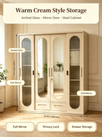 Armoire métallique 4 portes en gros avec miroir, étagères et rangement verrouillable
