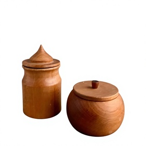 Recipientes de Madera para Almacenamiento de Alimentos con Tapas Abatibles, Hechos a Mano, Herméticos, Aptos para Calentar y Lavavajillas, Frascos para Especias de Diseño Clásico para Cocina - Product Image 1