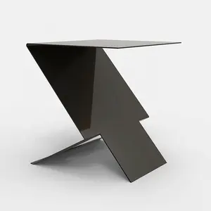 Minimalist Z Shape Bending Metal Coffee Table Simple Black Iron End Side Table