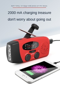 비상용 기상 라디오 SOS 태양광 발전 손잡이식 USB 인터페이스 내장 스피커 2000mAh 배터리 (야외용) - Product Image 4