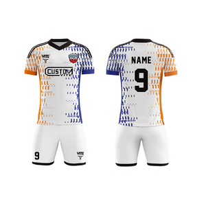 Camisetas <span class=keywords><strong>de</strong></span> Fútbol <span class=keywords><strong>de</strong></span> Manga Corta Unisex <span class=keywords><strong>de</strong></span> Buena Calidad en <span class=keywords><strong>Azul</strong></span>, Naranja y Blanco, 100% Poliéster, Personalizadas, al por Mayor, <span class=keywords><strong>de</strong></span> Secado Rápido y Antibacterianas para Jóvenes - Product Image 4