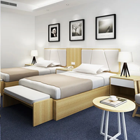 Ensemble de lit Double 2 places pour chambre d'hôtel, haute qualité, moderne, Standard OEM, mobilier de chambre d'hôtel