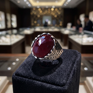 925 <b>Silver</b> <b>Garnet</b> <b>Ring</b> Irregular Cross Line Gemstone Band for Women Everyday Wear - Product Image 6