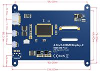 Moniteur à écran tactile capacitif TFT LCD 4.3x800 de 480 pouces compatible avec le module d'affichage Raspberry Pi 2 3 4 B