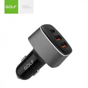 Pd 65w qc 3.0 suporte rápido usb tipo c, adaptador de carro, 12v, logotipo personalizado, anel de luz led, indicador, liga de alumínio, carregador de carro