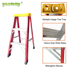 Cách nhiệt an toàn đôi bên gấp FRP sợi thủy tinh Thang nhôm bước với khay công cụ - Product Image 2