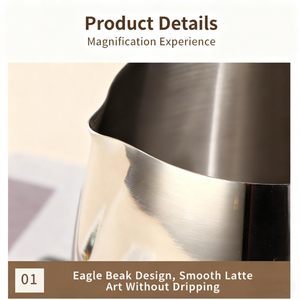 Jarra para Espumar Leche Kingze <span class=keywords><strong>de</strong></span> Acero Inoxidable 304, 300ml, 420ml, 600ml, para Latte Art, Espresso y Vaporización <span class=keywords><strong>de</strong></span> Leche, para Baristas Caseros - Product Image 4