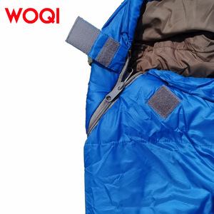 Sac de couchage Woqi Mummy 210T Polyester bleu coupe-vent léger pour adulte, camping par temps froid, design compact - Product Image 1