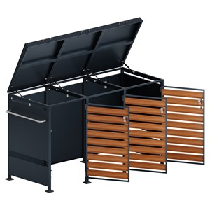 Galvanized Steel 240L Outdoor Wheelie <strong>Bin</strong> <strong>Cover</strong> with 3 Door Options Water Resistant Trash Can Storage &amp; Planter - Product Image 3