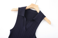 Nouvelle Arrivée Été 2026 – Robe Longue Tricotée Femme Coupe A-line avec Col Rabattu et Manches Colorblock Patchwork pour Bureau et Tenue Décontractée