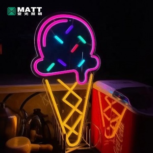 MATT 2024 Fabricación de la fábrica drop shipping colorido helado comida <span class=keywords><strong>restaurante</strong></span> usando decoraciones personalizado interior led letrero de neón - Product Image 5