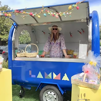 Ronde vorm Concessiestandaard Trailer Mobiele keuken Straat Kleine foodtruck IJs Fastfood-verkoopwagen