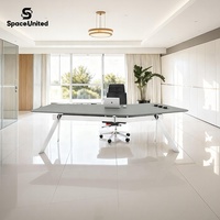Meubles de bureau de luxe pour PDG, bureau de direction en bois en forme de V, style moderne, SpaceUnited