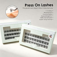 Cils DIY sans bande adhésive, effet naturel, marron, courbés, pré-collés, emballage personnalisé, vente en gros OEM, Royaume-Uni, France, Italie, Europe