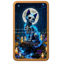 Pièce unique en cuivre de 10 oz, relief élevé, métaux, cuivre pur à 99,9 %, couleur lune nocturne, squelette de chat