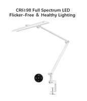 Lampe de bureau LED blanche 50-80 cm, éclairage large, anti-éblouissement, bras pliable, télécommande tactile, intensité réglable, pour bureau, peinture, design