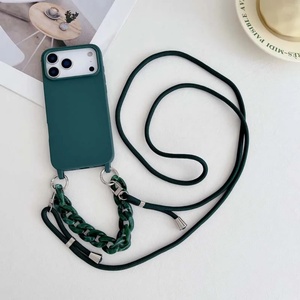 เคสซิลิโคนเหลวแบบสะพายข้างสีพื้นพร้อมสายคล้องคอ สำหรับ iPhone 17 Pro Max Air 16E 15 14 13 12 Plus ป้องกันการตกกระแทก พกพาสะดวก - Product Image 4