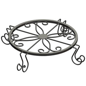 Support de pot de fleurs en fer forgé TJ-037, 24 pouces de diamètre, design traditionnel, durable, pour usage extérieur et intérieur, jardin, balcon, bureau, sol - Product Image 2