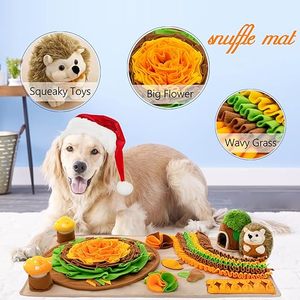 Pet Snuffle <b>Mat</b> for Dogs Hedgehog Puzzle Toy <b>Large</b> Sniffing <b>Mat</b> with Squeaky Mushrooms Portable Indoor/Outdoor Digging <b>Mat</b> - Product Image 3