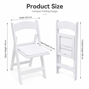 Chaise pliante blanche en gros avec siège rembourré pour location événementielle, mariages, fêtes, usage commercial – Approvisionnement direct usine - Product Image 3