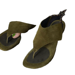 รองเท้าแตะหนังแท้สำหรับผู้หญิง พื้นยางระบายอากาศ สวมใส่สบาย เหมาะสำหรับฤดูร้อน แฟชั่นกลางแจ้ง - Product Image 1