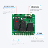 Contrôle sans fil universel 433 MHz AC220-380V 2CH Relais RF Récepteur Interrupteur à distance pour moteur/pompe à eau Relais 30A