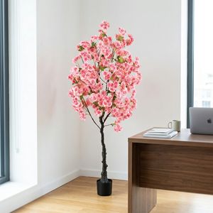 Arbre artificiel à fleurs de <span class=keywords><strong>cerisier</strong></span>, plante artificielle <span class=keywords><strong>Sakura</strong></span> en pot, bonsaï pour la décoration intérieure de la maison et des mariages - Product Image 6