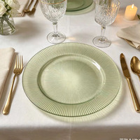 Assiettes de présentation en verre transparentes à louer pour la décoration de tables de mariage, événements de restauration fine et fêtes, 13 pouces