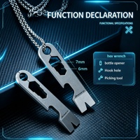 Outil multifonctionnel de poche en alliage de titane EDC : barre de levier, décapsuleur, clé hexagonale, mini-marteau portable pour l'extérieur