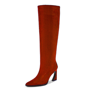 Bottes longues en daim à talons hauts et bout pointu pour femme, grande taille 45, avec fermeture éclair latérale, style stiletto - Product Image 4