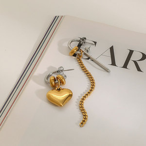 Pendientes al por mayor, asimétricos, de acero inoxidable 316L, chapados en oro de 14k y 18k, joyería fina, pendientes de cadena colgantes de moda para mujer - Product Image 3