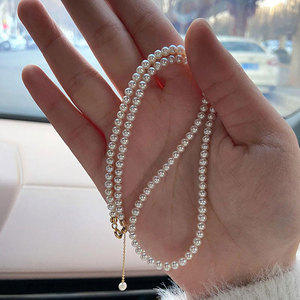Collar de Cadena Clavícula Deportiva Chapado en <span class=keywords><strong>Oro</strong></span> con Capas de <span class=keywords><strong>Perlas</strong></span> Pequeñas Ultrafinas de 2 mm Súper Brillantes para Mujer, Estilo Fresco que No se Desvanece - Product Image 1
