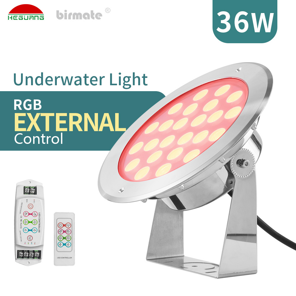 DC24V 36W SS316L Structure Waterproof RGB External Control Led Swimming Pool Underwater Light