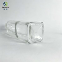 Bouteille en verre rectangulaire longue de 500 ml pour huile d'olive, bouteille vide à col fileté pour huile alimentaire, sauce, production en série OEM