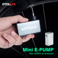 CYCLAMI Mini pompe à vélo portable Gonfleur d'air rechargeable 100PSI 5V Type-C Accessoires de vélo pour pneus Schrader Presta