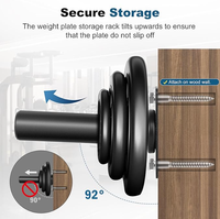 Support mural personnalisé pour plaques de poids, support de rangement robuste pour disques de musculation 330 LBS pour une installation gain de place en salle de sport
