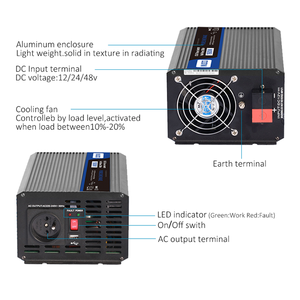Mjoo tinh khiết Sine Wave Inverter 1000W DC để AC năng lượng mặt trời Power Inverter 12/24V/48V để 100/110/220V - Product Image 5