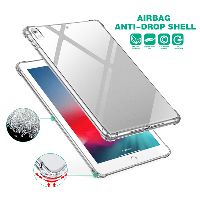 For iPad air 9.7 Inch case Four corner protection Soft Flexible Bumper Transparent TPU Gel Rubber Back Cover Protector