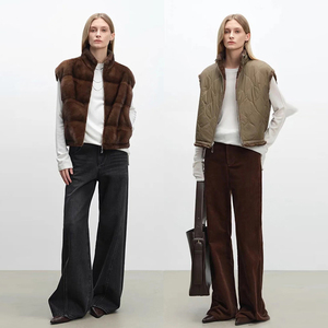 Gilet a maglia senza maniche in vera pelliccia <span class=keywords><strong>di</strong></span> <span class=keywords><strong>visone</strong></span> da donna cappotto invernale doppio stile coreano - Product Image 1