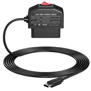 Câble d'alimentation OBD vers Type C pour caméra embarquée, DVR de <span class=keywords><strong>voiture</strong></span>, surveillance <span class=keywords><strong>24h</strong></span>/<span class=keywords><strong>24</strong></span>, accessoires de <span class=keywords><strong>voiture</strong></span>, protection de la batterie - Product Image 1
