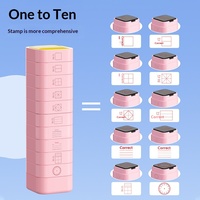 Tampon correcteur auto-encreur personnalisable en plastique multicouche, motif blocs de construction, pour enseignants, design quadrillé, type JMYZ